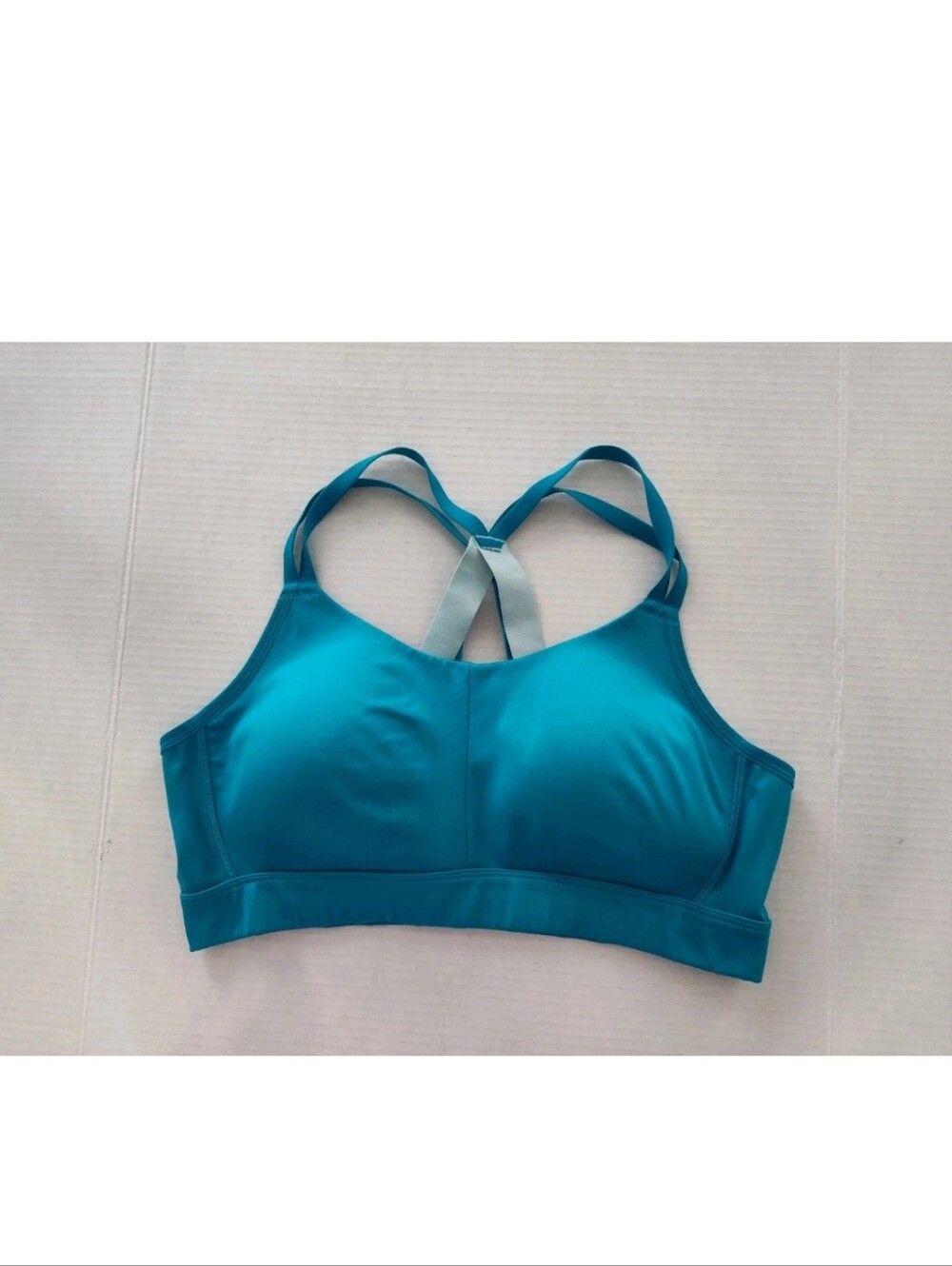 Under Armour Sports Bra Size XL Teal Blue Strappy Criss Cross Back #1362370